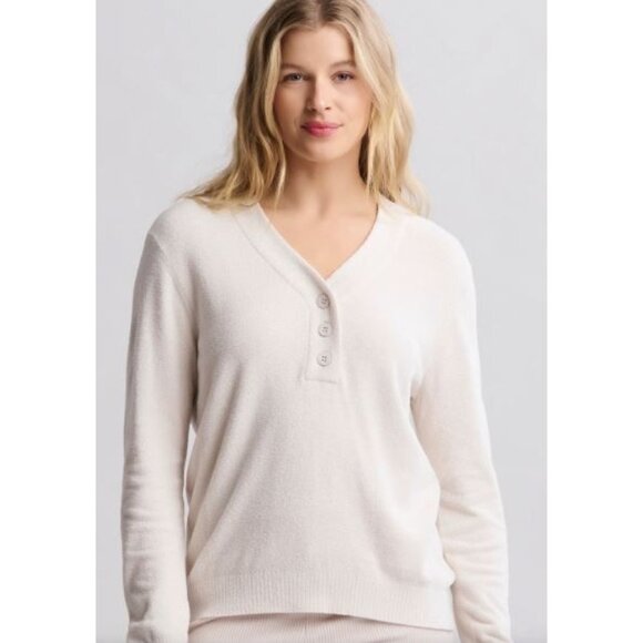 Barefoot Dreams Sweaters - Barefoot Dreams Women's Shirt CozyChic Ultra Lite Rib Back Placket Henley Medium